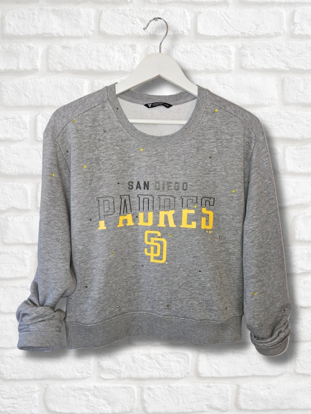 San Diego Padres Crop Sweatshirt W/ Rhinestones